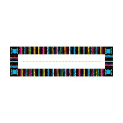 Picture of Barker Creek Single-Sided Desk Tags/Bulletin Board Signs, 12in x 3 1/2in, Neon Stripes, Pre-K To Grade 6, Pack Of 36