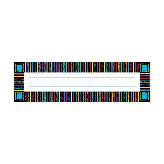 Picture of Barker Creek Single-Sided Desk Tags/Bulletin Board Signs, 12in x 3 1/2in, Neon Stripes, Pre-K To Grade 6, Pack Of 36