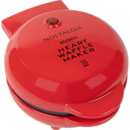 Picture of Nostalgia MyMini Personal Electric Waffle Maker, 3-3/4inH x 6-1/2inW x 5-1/4inD, Red Heart