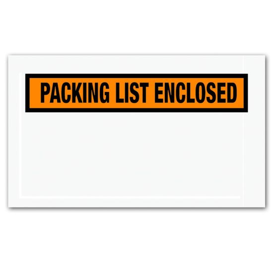 Picture of Tape Logic "Packing List Enclosed" Envelopes, Panel Face, 5 1/2in x 10in, Orange, Pack Of 1,000