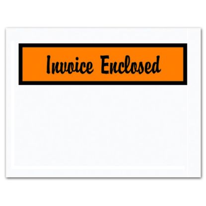 Picture of Tape Logic "Invoice Enclosed" Envelopes, Panel Face, 4 1/2in x 6in, Orange, Pack Of 1,000