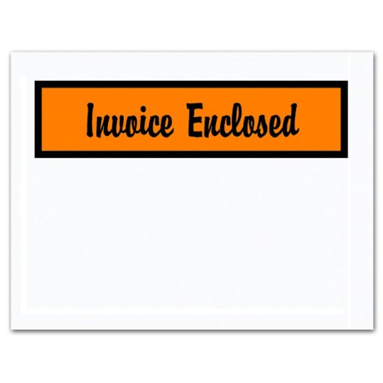 Picture of Tape Logic "Invoice Enclosed" Envelopes, Panel Face, 4 1/2in x 6in, Orange, Pack Of 1,000