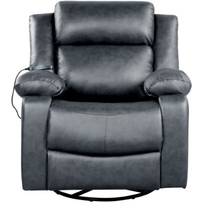 Picture of Lifestyle Solutions Relax A Lounger Indya Faux Leather Manual Swivel Recliner, Dark Gray