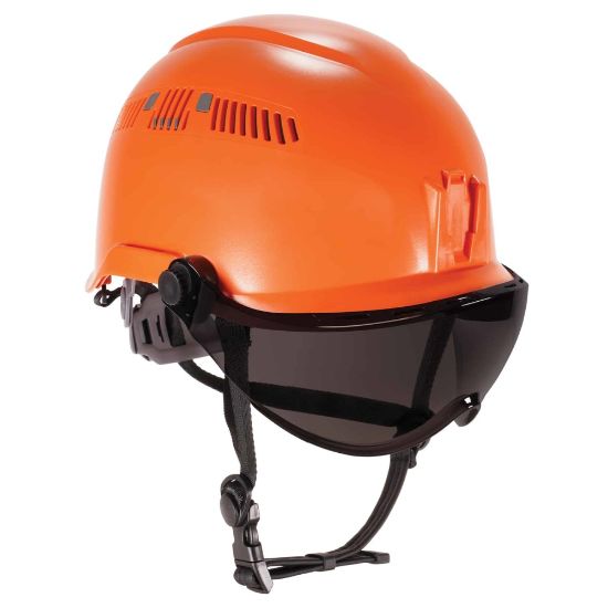 Picture of Ergodyne Skullerz 8975V Anti-Fog Class C Safety Helmet With Visor, Smoke Lens, Orange