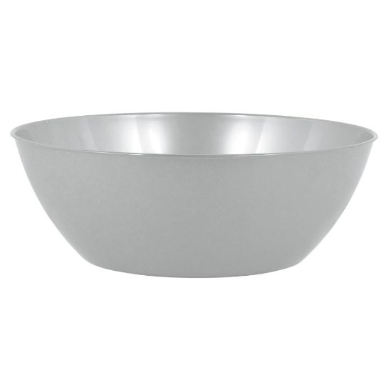 Picture of Amscan 10-Quart Plastic Bowls, 5in x 14-1/2in, Silver, Set Of 3 Bowls