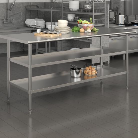 Picture of Flash Furniture Stainless Steel Work Table, 34-1/2inH x 72inW x 24inD, Silver