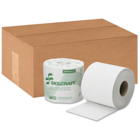 Picture of SKILCRAFT 1-Ply Individually Wrapped Toilet Paper, 100% Recycled, 1000 Sheets Per Roll, Pack Of 96 Rolls (AbilityOne 8540-01-630-8728)