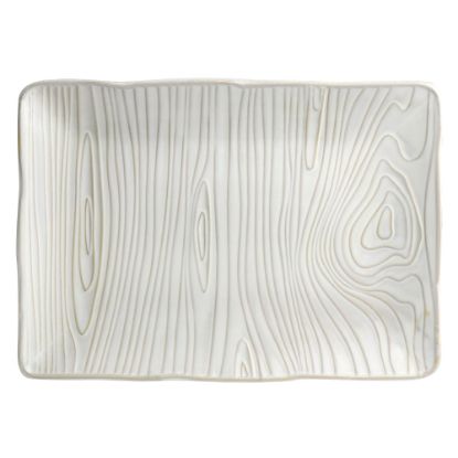 Picture of Martha Stewart Stoneware Wood Serving Plate, 14in, Off-White