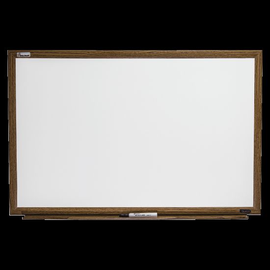 Picture of SKILCRAFT Magnetic Melamine Dry-Erase Whiteboard, 48in x 36in, Wood Frame With Oak Finish (AbilityOne 7110 01 630 5156)