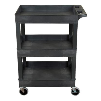 Picture of Luxor 3-Shelf Plastic Utility Cart, 36-1/4inH x 24inW x 18inD, Black