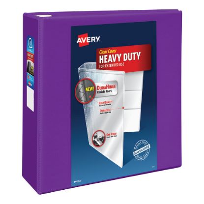 Picture of Avery Heavy-Duty View 3-Ring Binder With Locking One-Touch EZD Rings, 4in D-Rings, 43% Recycled, Purple