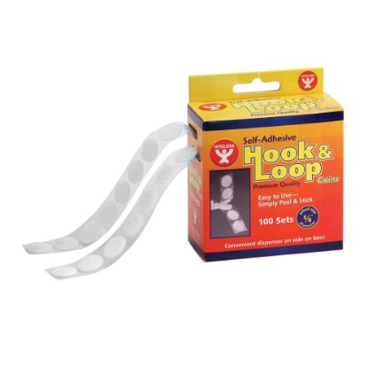 Picture of Hygloss Hook-And-Loop Coins, 5/8in Diameter, White, 100 Coins Per Pack, Set Of 2 Packs