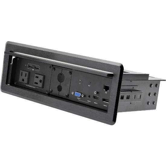 Picture of StarTech.com Conference Table Box for AV Connectivity & Charging, 4K HDMI/DP or VGA, GbE, Audio, Power Center w/ 2x USB & 2x UL AC Outlets