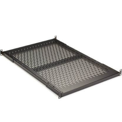 Picture of Black Box Fixed Vented Server Shelf, 27 1/4inD, for 19in Rails - For Server19in Rack Width - Rack-mountable - 150 lb Maximum Weight Capacity - TAA Compliant