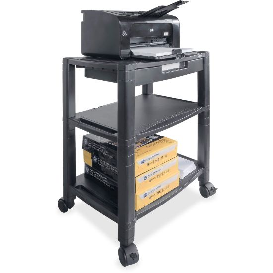 Picture of Kantek Mobile 3-Shelf Printer/Fax Stand - 75 lb Load Capacity - 3 x Shelf(ves) - 24.5in Height x 20in Width x 13.3in Depth - Floor - Black