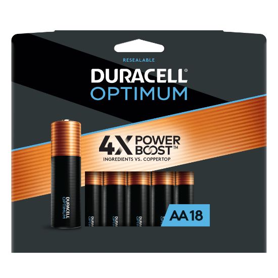 Picture of Duracell Optimum AA Alkaline Batteries, Pack Of 18