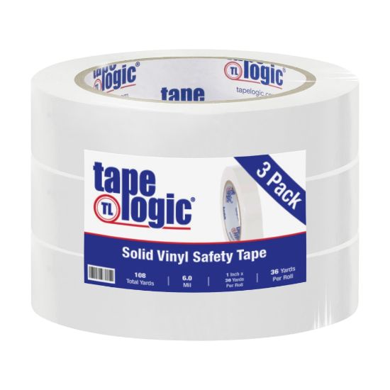 Picture of BOX Packaging Solid Vinyl Safety Tape, 3in Core, 1in x 36 Yd., White, Case Of 3