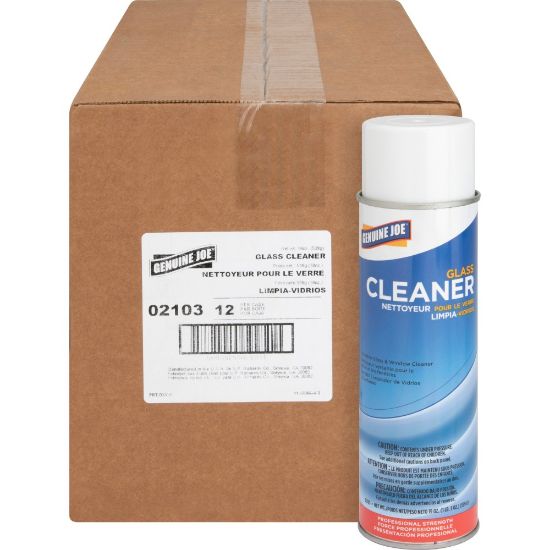 Picture of Genuine Joe Glass Cleaner Aerosol Spray, 19 Oz Can, Box Of 12