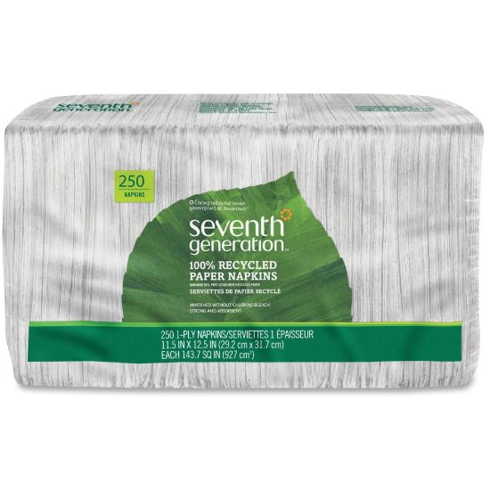 Picture of Seventh Generation 100% Recycled Paper Napkins - 1 Ply - 11.50in x 12.50in - White - Paper - 250 Per Pack - 12 / Carton