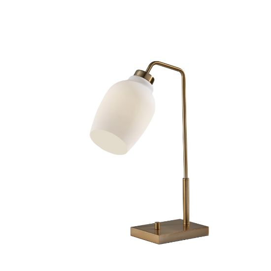 Picture of Adesso Clara Desk Lamp with USB Port, 20-1/2inH, Opal White Shade/Antique Brass Base