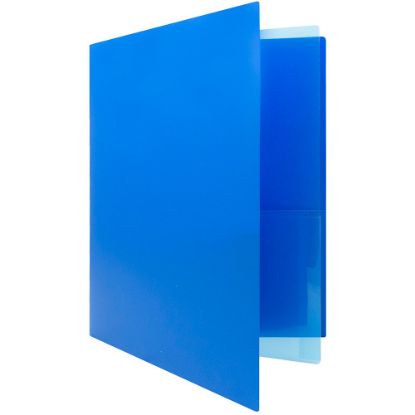 Picture of JAM Paper Heavy Duty 4-Pocket Plastic Folders, 9 1/2in x 11 5/8in, Blue, Pack Of 2