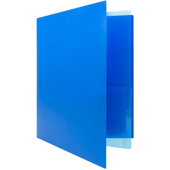 Picture of JAM Paper Heavy Duty 4-Pocket Plastic Folders, 9 1/2in x 11 5/8in, Blue, Pack Of 2