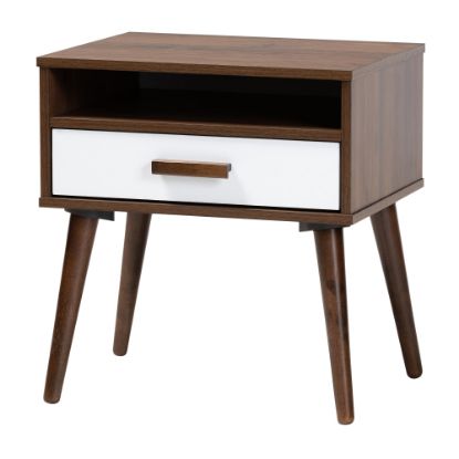 Picture of Baxton Studio 2-Tone End Table, 21-5/16inH x 19-3/4inW x 15-5/8inD, White/Walnut