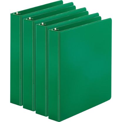 Picture of Business Source Basic Round Ring Binders, 1 1/2in Ring, 8 1/2in x 11in, Green, Pack Of 4