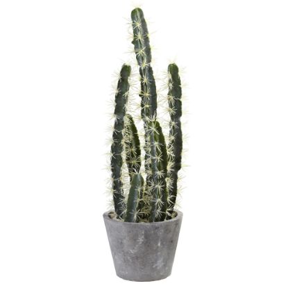 Picture of Nearly Natural Cactus 27-1/2inH Plastic Plant Decorative Garden With Cement Planter. 27-1/2inH x 8-1/2inW x 8inD, Green