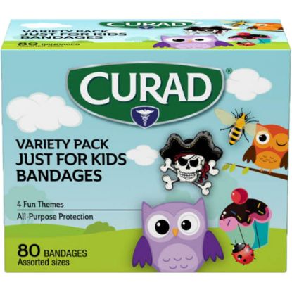 Picture of CURAD Just For Kids Bandages, 4 Themes, Assorted Sizes, 80 Bandages Per Box, 24 Boxes Per Case