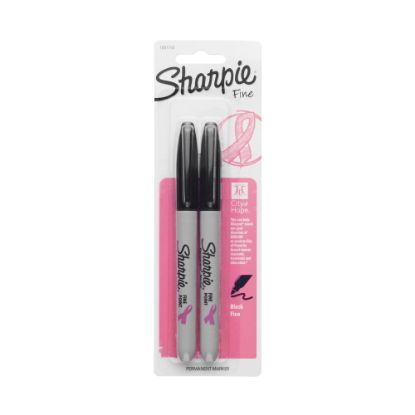 Picture of Sharpie Permanent Fine-Point Markers, Black/Pink Ribbon, Pack Of 2 Markers