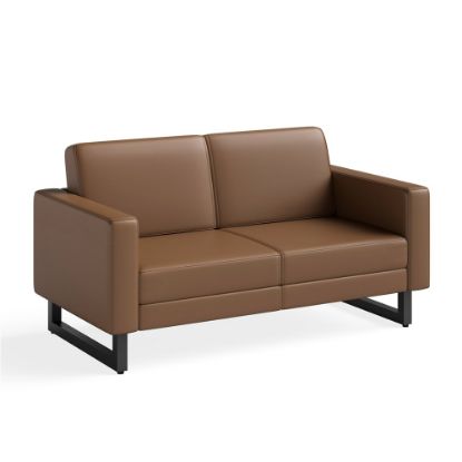 Picture of Safco Mirella Lounge Settee, Cognac/Black