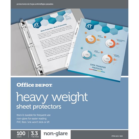 Picture of Office Depot Brand Heavyweight Sheet Protectors, 8-1/2in x 11in, Non-Glare, Pack Of 100