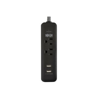 Picture of Tripp Lite Surge Protector Power Strip 2-Outlet w 2 USB Ports 2.1A 6ft Cord - Surge protector - 15 A - AC 120 V - 1800 Watt - output connectors: 4 - 6 ft cord - black - for P/N: CLAMPUSBLK, CLAMPUSW