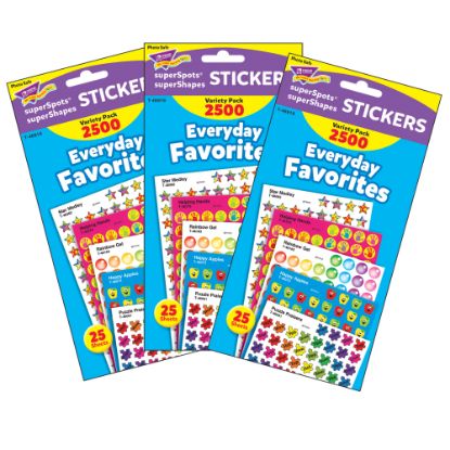 Picture of Trend SuperSpots Stickers, Everyday Favorites, 2,500 Stickers Per Pack, Set Of 3 Packs