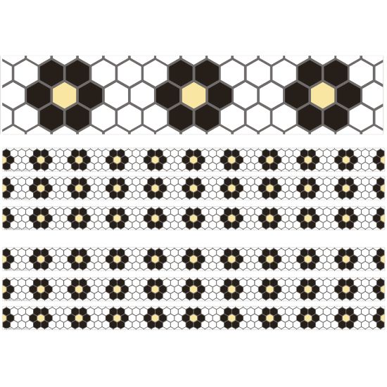 Picture of Eureka School Deco Trim, The Hive Floral Mosaic, 37' Per Pack, Set Of 6 Packs