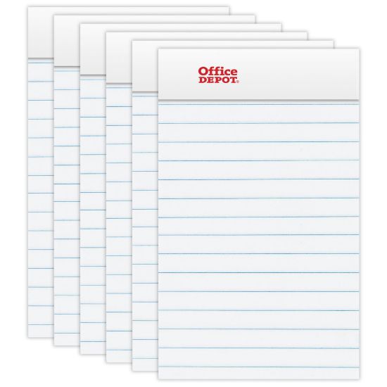 Picture of Office Depot Brand Mini Writing Pads, 3in x 5in, College Ruled, 50 Sheets, White, Pack Of 6 Pads