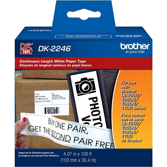 Picture of Brother Paper Shipping Label Roll, DK-2246, 4-1/16in x 100ft, White