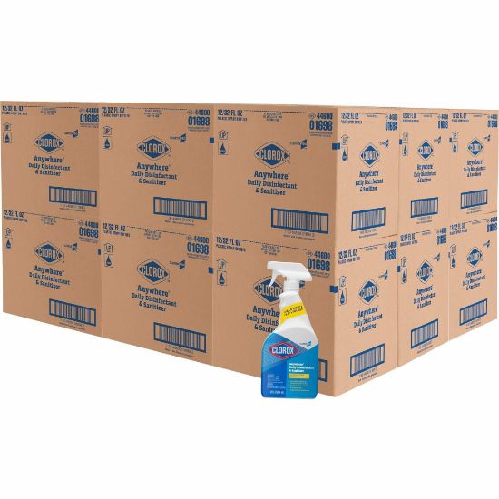 Picture of CloroxPro Anywhere Daily Disinfectant and Sanitizer - 32 fl oz (1 quart) - 216 / Bundle - Residue-free, Fume-free, Antibacterial - Clear