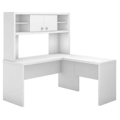 Picture of Bush Business Furniture Echo L Shaped Desk With Hutch, Pure White, Standard Delivery