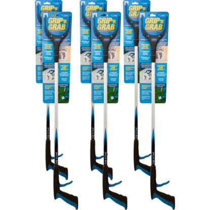 Picture of Ettore Grip N Grab Multipurpose Pickup Tool - 32in Reach - Lightweight, Rust Proof, Articulating Head, Comfortable Handle - Aluminum, Plastic, Rubber - Blue - 6 / Carton