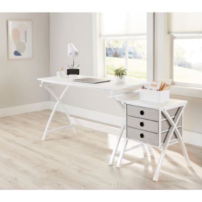 Picture of Realspace X-Cross 48inW Computer Desk With File Cabinet, White