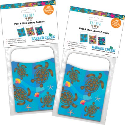 Picture of Barker Creek Peel & Stick Library Pockets, 3-1/2in x 5-1/8in, Kai Ola, Set Of 60 Pockets