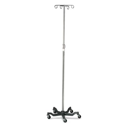 Picture of Medline Aluminum 5-Leg IV Poles, Chrome, Case Of 2