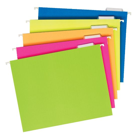 Picture of Pendaflex Glow Hanging File Folders, 1/5 Cut, Letter Size, Assorted Colors, Box Of 25