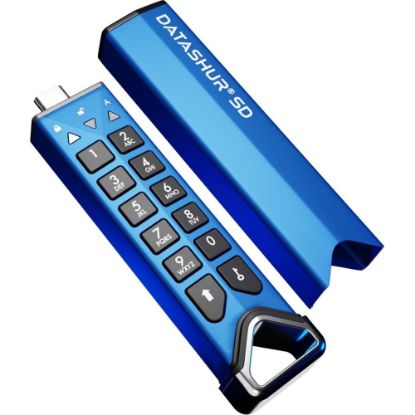 Picture of iStorage datAshur SD Encrypted USB Flash Drive With iStorage microSD Card Slot, Blue