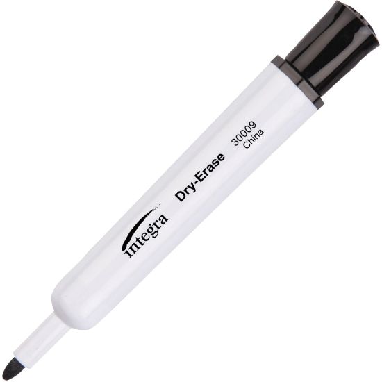 Picture of Integra Bullet Tip Dry-Erase Markers - Bullet Marker Point Style - Black - 12 / Dozen