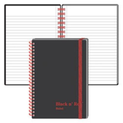 Picture of Black n Red Wirebound Notebook, 3 5/8in x 5 7/8in, 1 Subject, Wide Ruled, 70 Sheets, Black/Red