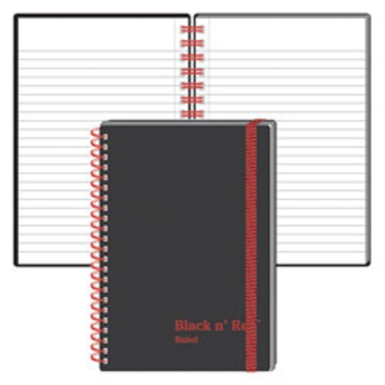 Picture of Black n Red Wirebound Notebook, 3 5/8in x 5 7/8in, 1 Subject, Wide Ruled, 70 Sheets, Black/Red