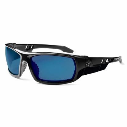 Picture of Ergodyne Skullerz Safety Glasses, Odin, Black Frame, Blue Mirror Lens